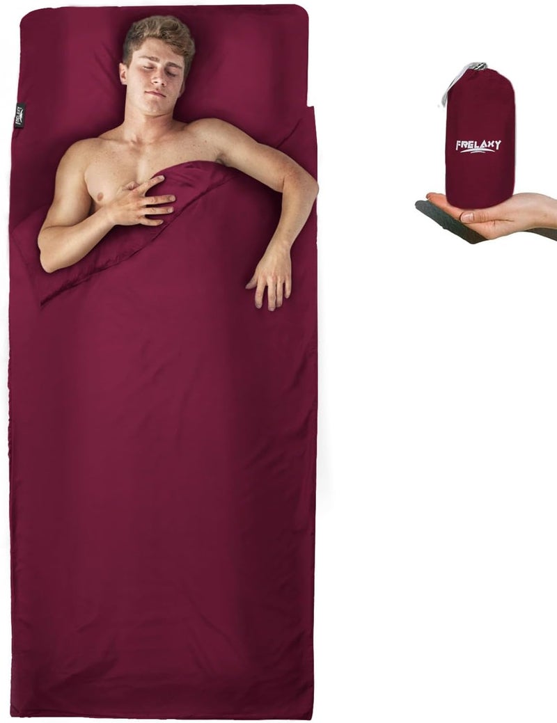 Frelaxy Sleeping Bag Liner, XL Travel Sheet & Camping Sheet for Backpacking, Hotel, Hostels & Traveling, Comfy & Easy Care, Full-Length Zipper/No Zipper, 4 Seasons Warm Cold Weather - Image 1